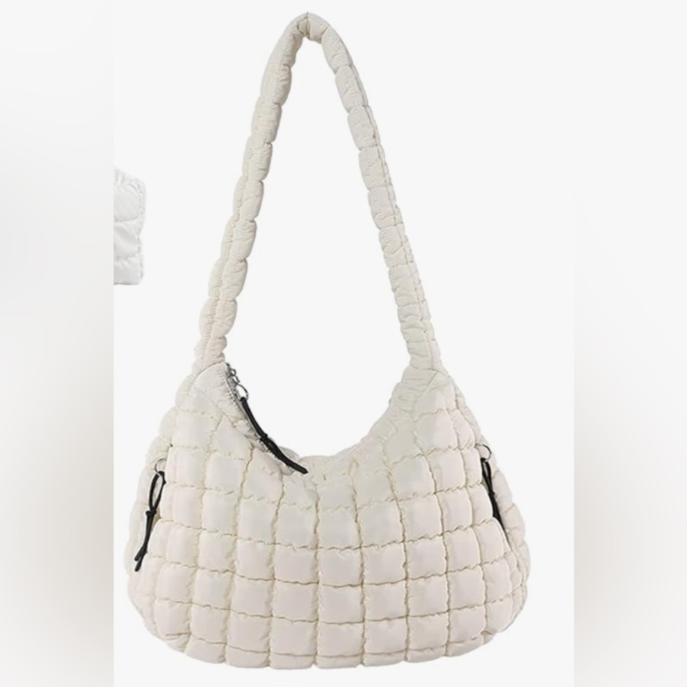 Elegant white Quilted Hobo Bag